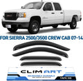 Rain Guards for GMC Sierra 2500HD/3500HD 2007-2014 Crew Cab, Tape-on Window Deflectors, 4pcs K950998