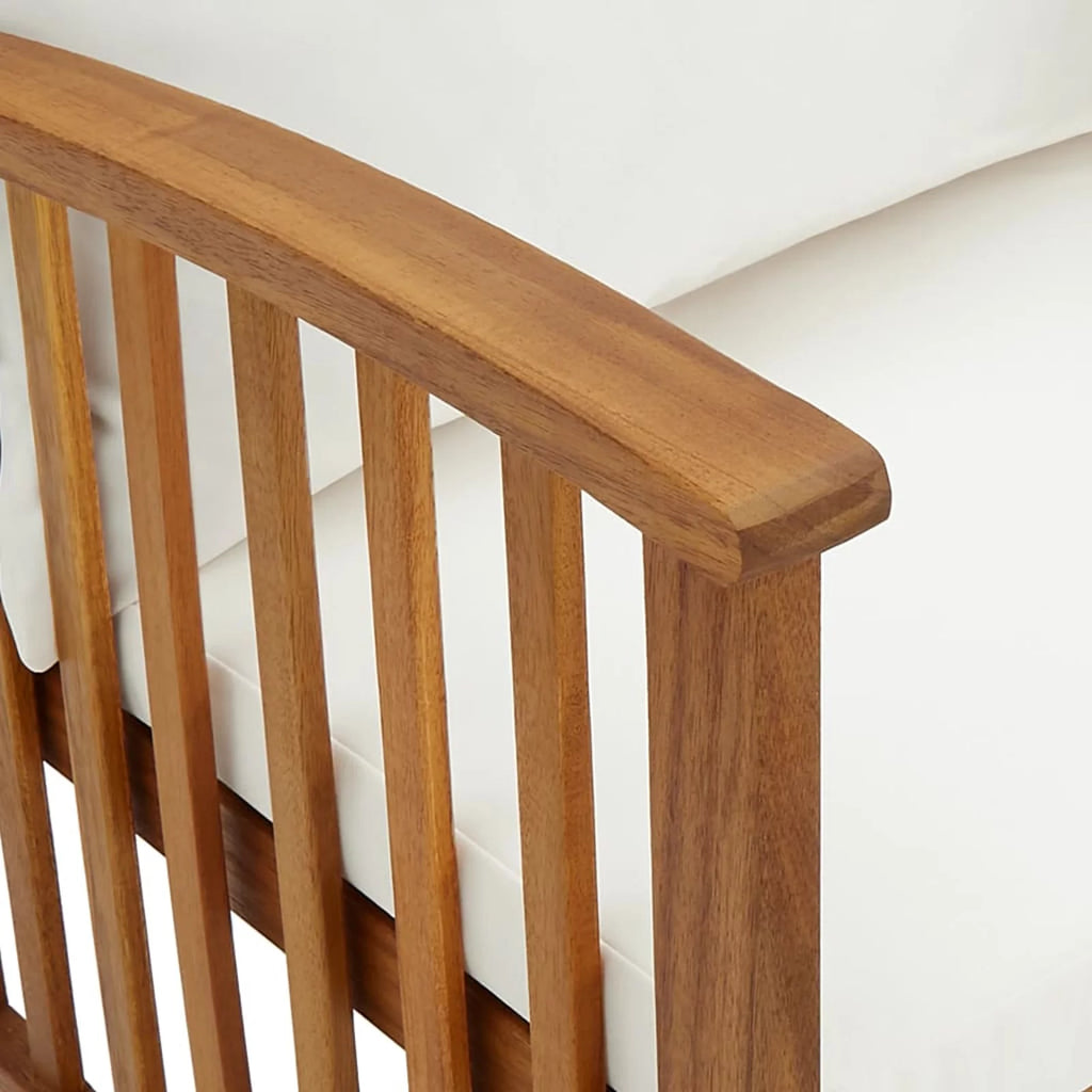Cream White Cushion Acacia Wood Garden Bench A29478