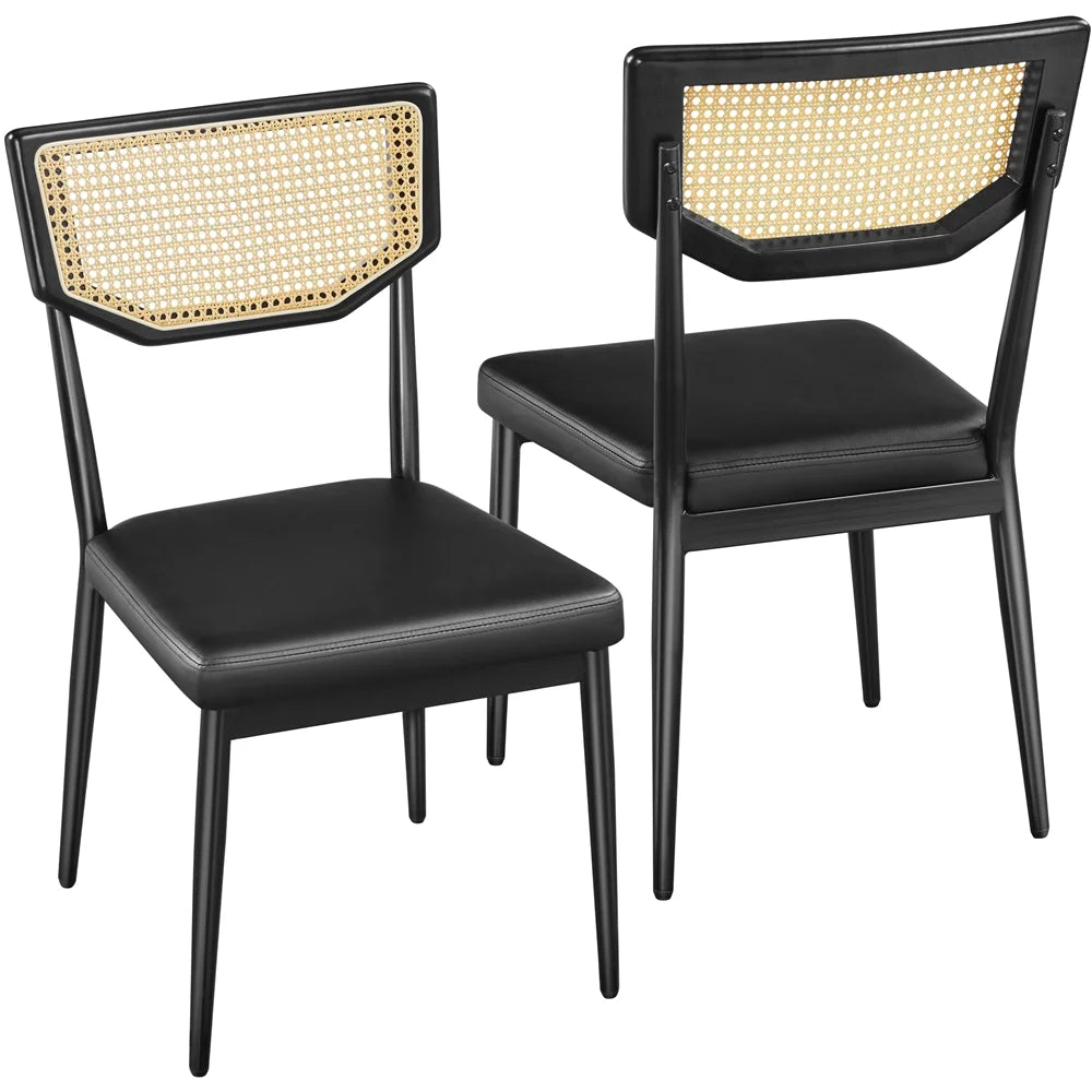 Black Faux Leather Dining Chair Set of 2 Z908