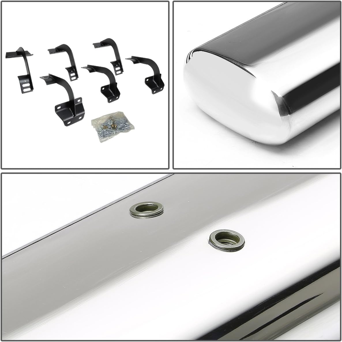 Oval Tubing Side Step Nerf Bar Running Board Stainless Steel Polished Chrome Q537940