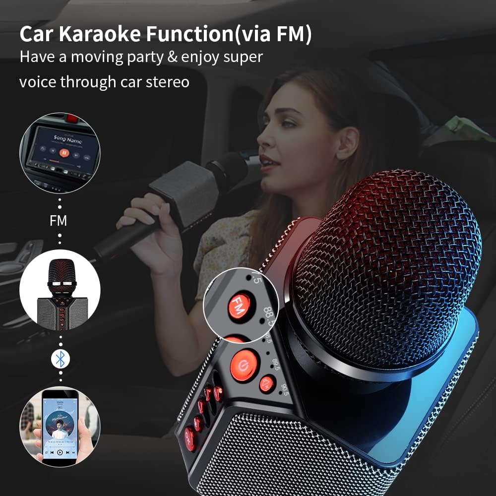 Wireless Bluetooth Karaoke Microphone, 3-in-1 Portable Handheld Mic Speaker, 8h Sing F868014