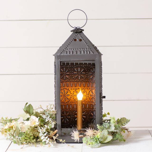 22 inch Glass Front Electric Candle Lantern S41194