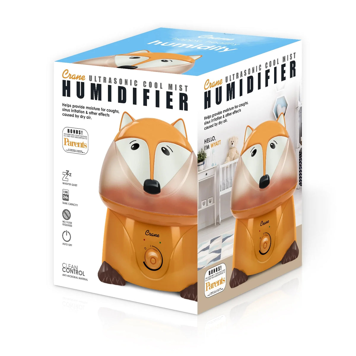 Fox Ultrasonic Cool Mist Humidifier, 1 Gallon Q64330