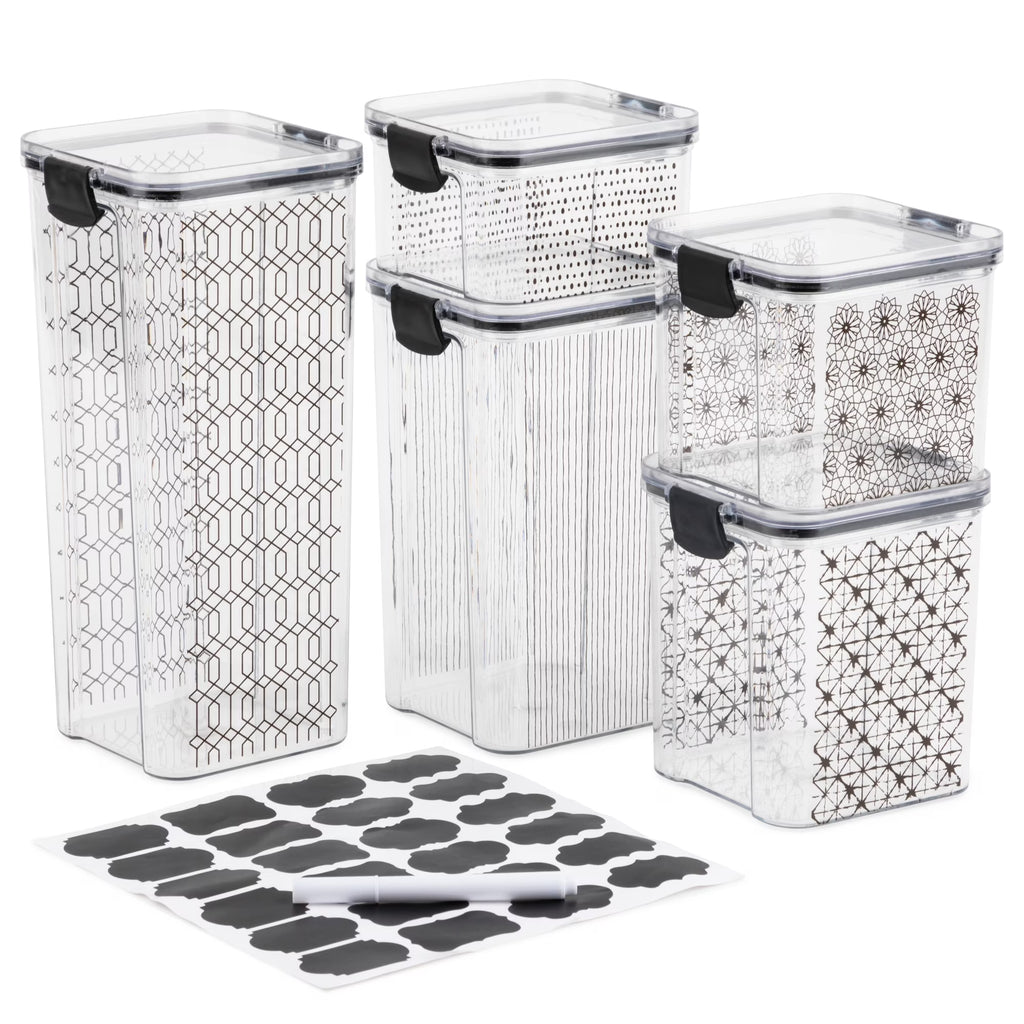 Black Food Storage Containers, Set of 5, 10 Pieces S6468