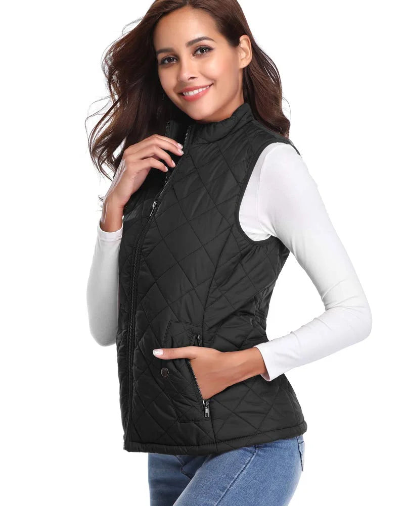 Black Quilted Zip Padded Vest L88216