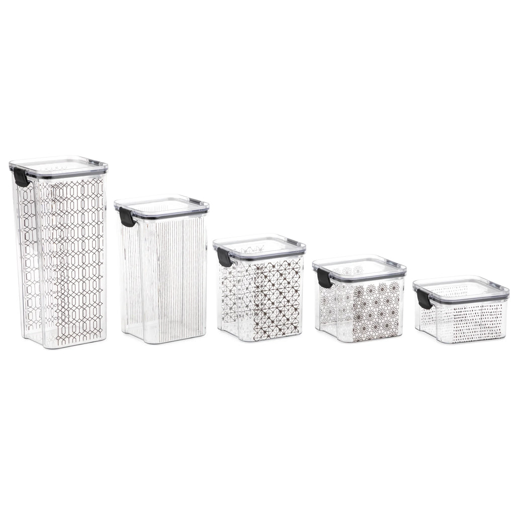 Black Food Storage Containers, Set of 5, 10 Pieces S6468
