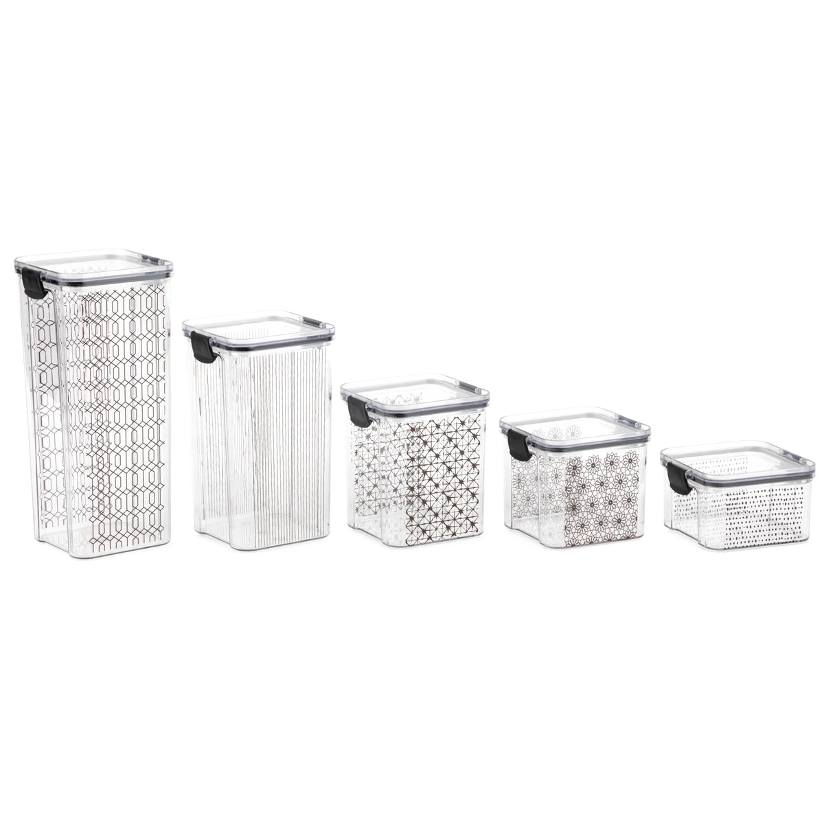 Black Food Storage Containers, Set of 5, 10 Pieces S6468