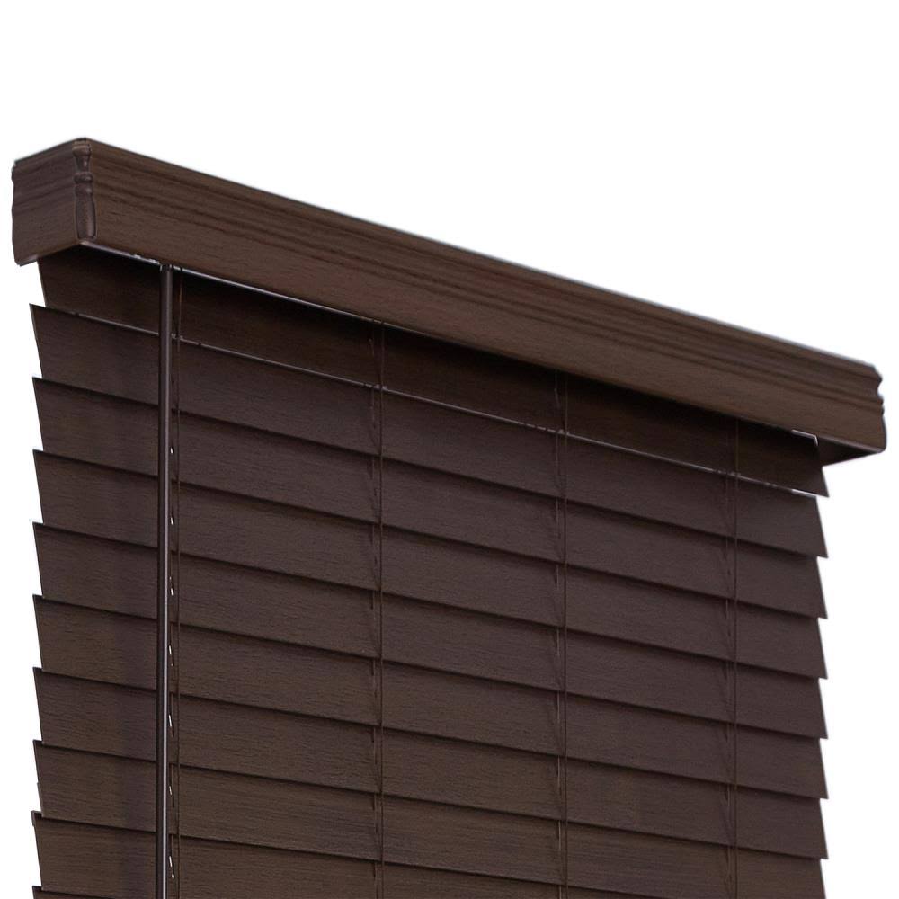 Cordless Brown Faux Wood Room Darkening Horizontal Blinds T629