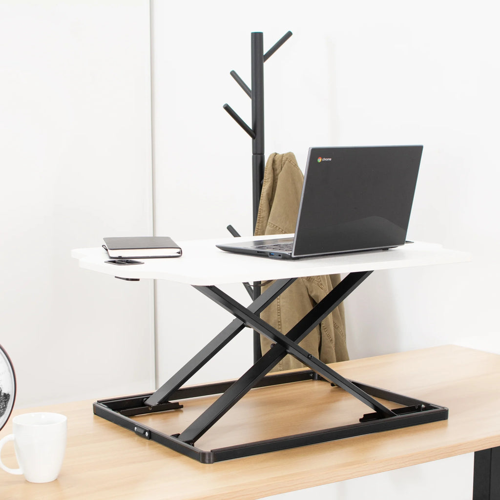 White Height Adjustable Standing Desk Monitor Riser G1559