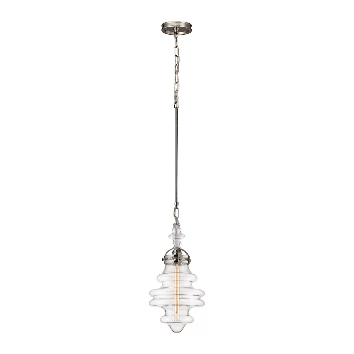 10-Inch Wide Polished Nickel Pendant D6367