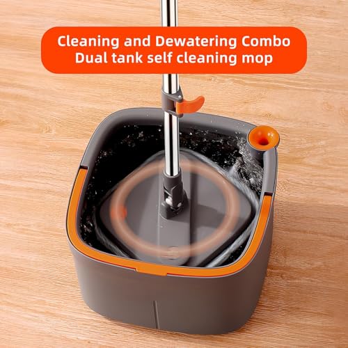 Spin Mop and Bucket Set with 2 Microfiber Mop Pads D206063