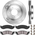 Premium OE 5 Lug Brake Disc Rotors + Ceramic Brake Pads + Clips K663843