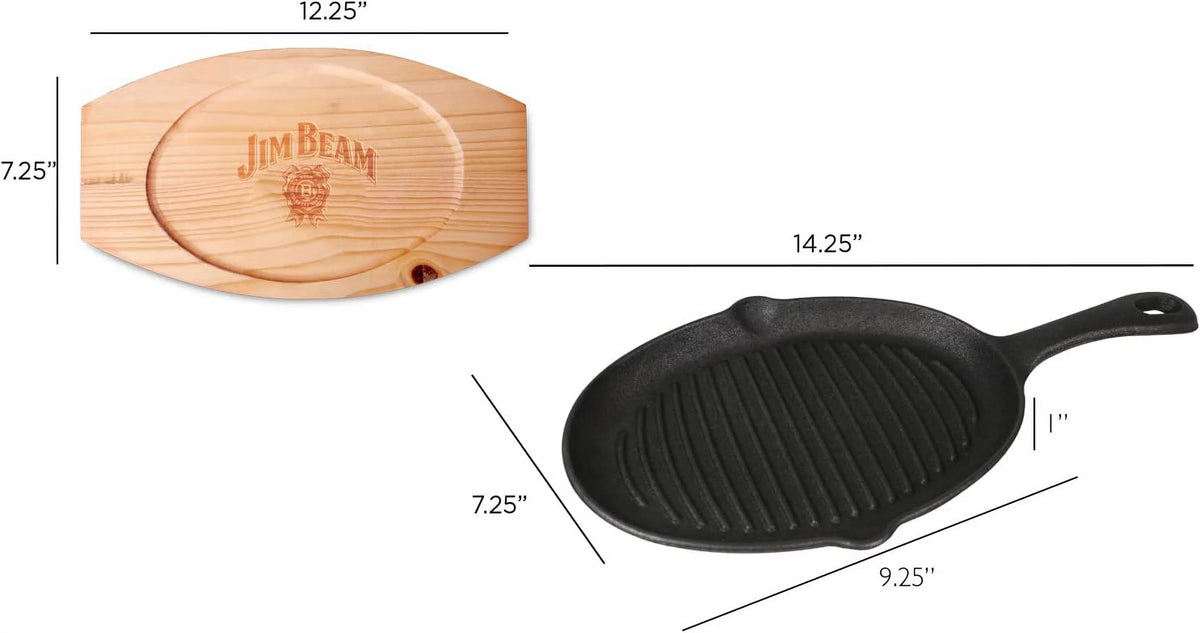 Cast Iron Skillet with Wooden Plate and Handle Cover P194