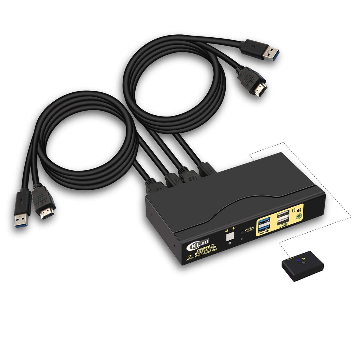 HDMI KVM Switch 4 Port with Cables, 2 pcs USB 3.0 Hub and Audio Output A62327