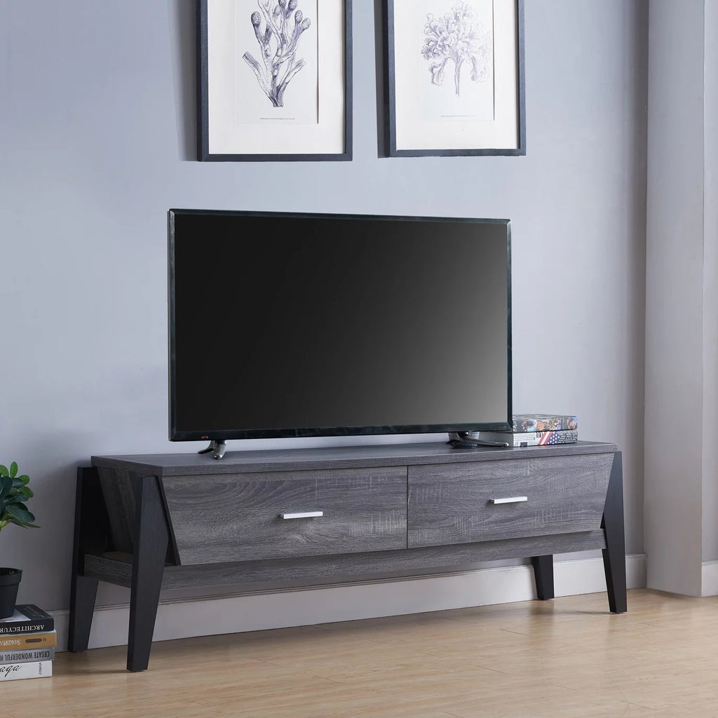 Distressed Gray & Black TV Stand U554