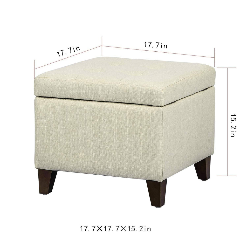 Square Fabric Storage Ottoman with Tufted Flip Top H91868
