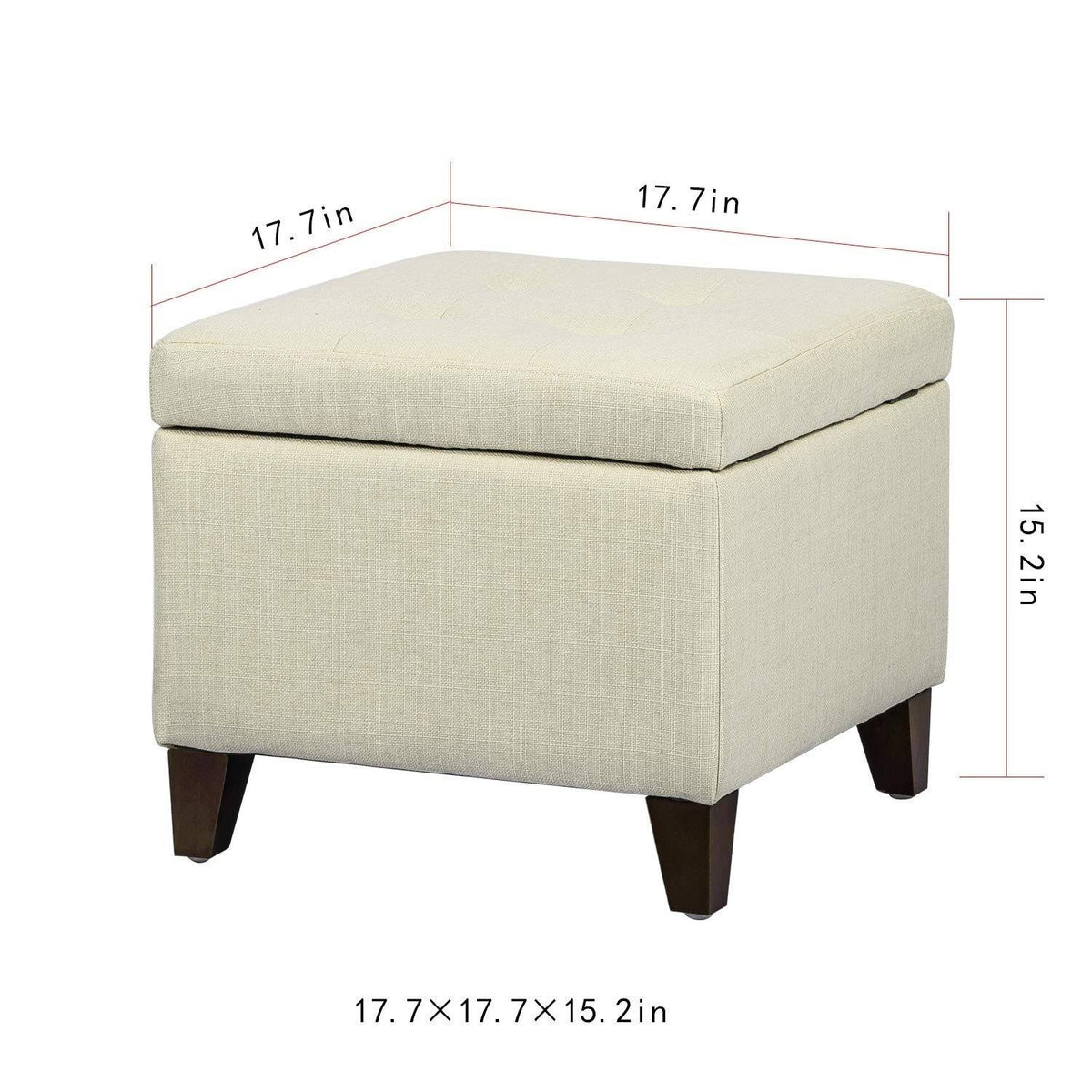 Square Fabric Storage Ottoman with Tufted Flip Top H91868