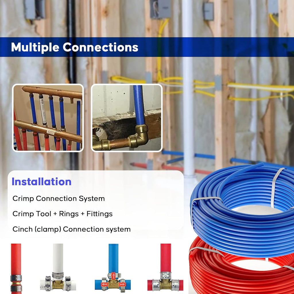 2 Rolls 1/2 Inch X 50 Ft Blue And Red PEX Pipe H2539