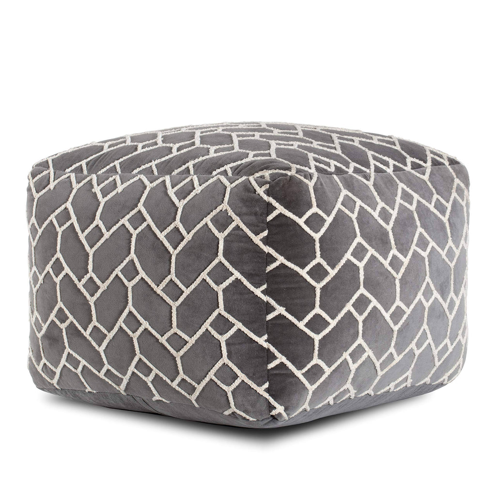 Charcoal Square Velvet Pouf C5960