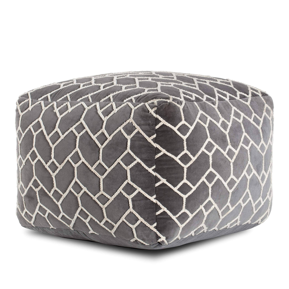 Charcoal Square Velvet Pouf C5960