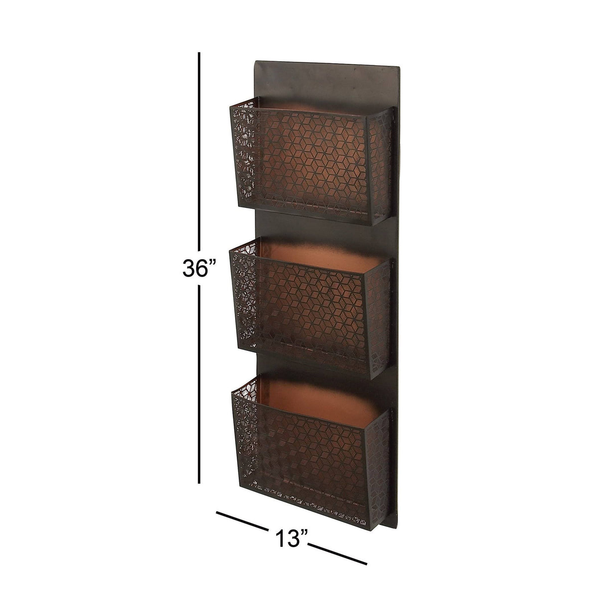 Metallic Black / Beige Wall Mounted 3 Pocket Letter Holder H17904