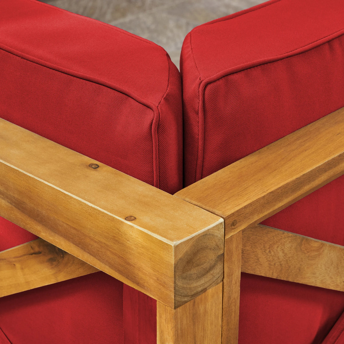 Brown Acacia Wood Sectional Loveseat with Coffee Table X116
