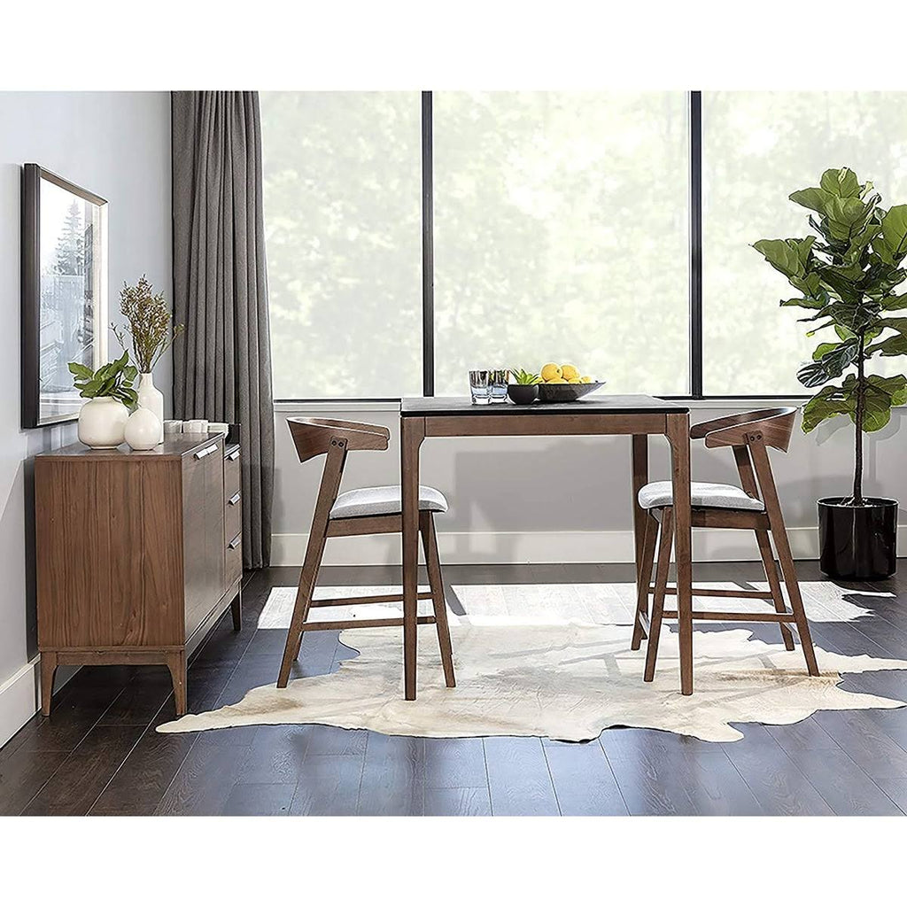 Wood Counter Table Set with 2 Counter Stools in Light Gray U1332