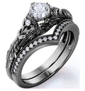10k Black Gold Diamond Wedding Ring Set W354081