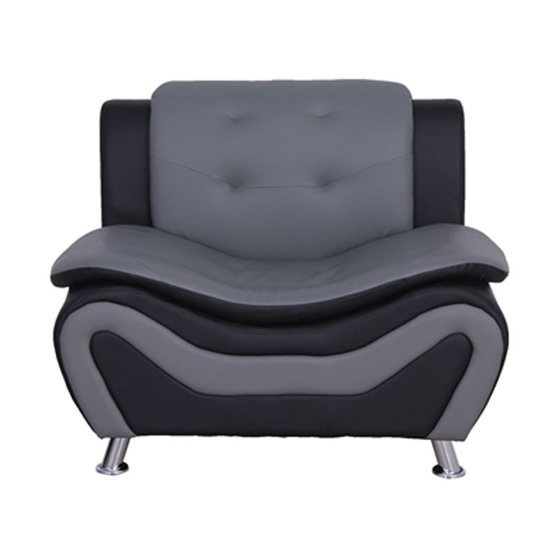 3-Piece Loveseat and 2 Club Chairs Set in Black & Gray L81547