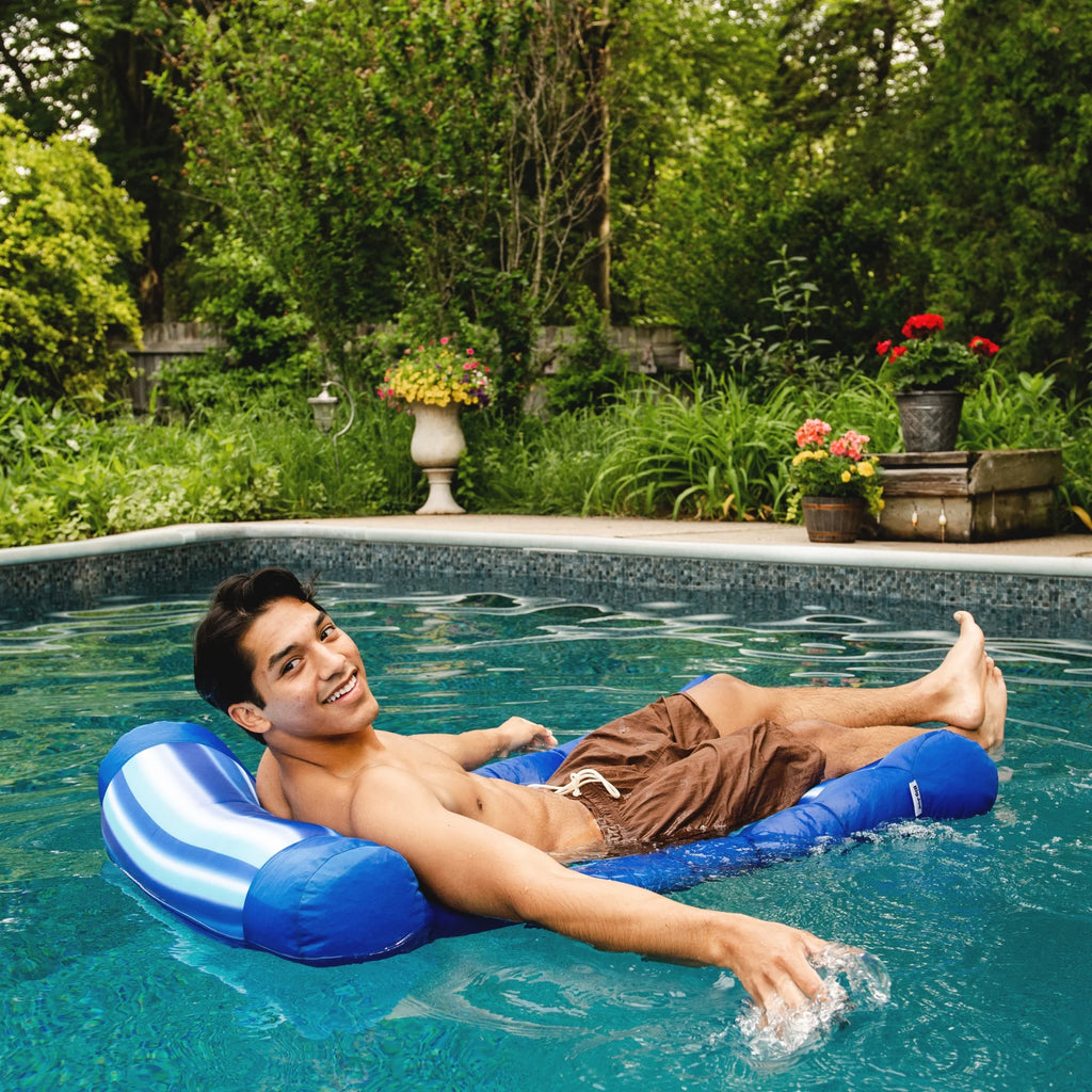 Blurred Blue Mesh Pool Lounger with Headrest A809820