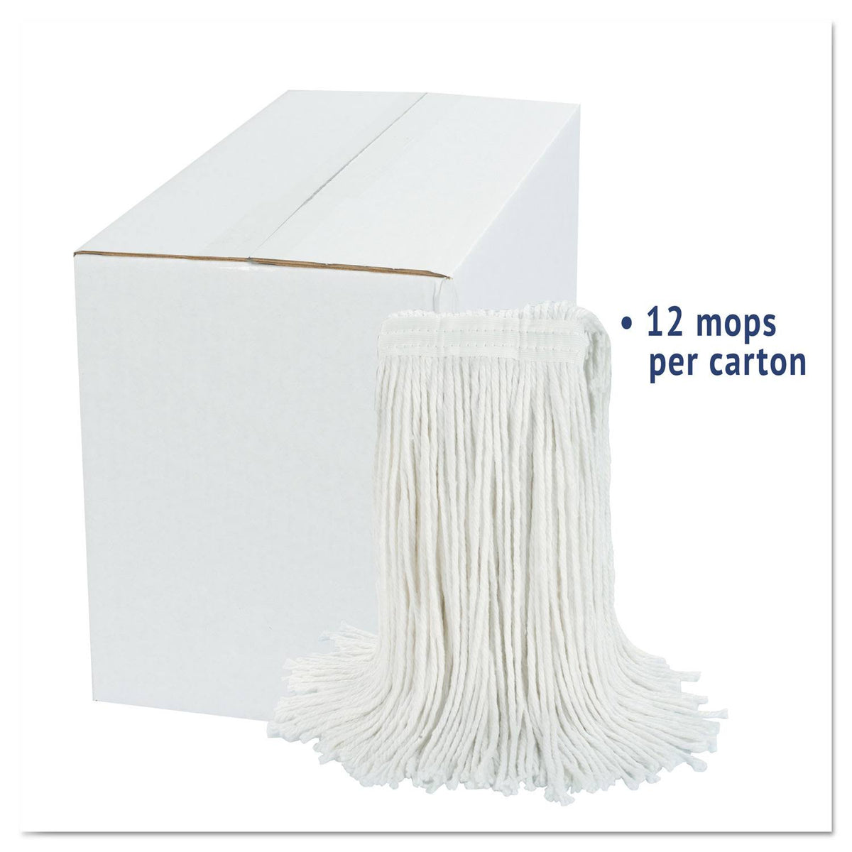 White Rayon Cut-End Wet Mop Head, 12/Carton J624