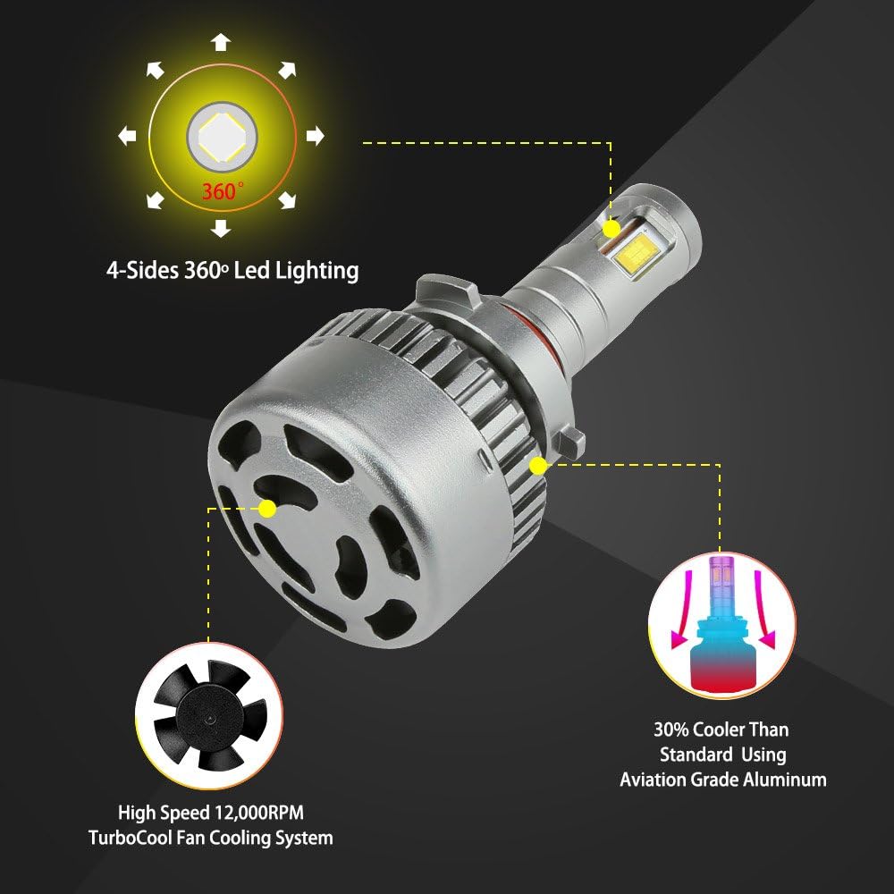 9006 LED Headlight Bulb 100W 6000K Low Beams Fog Lights Pack of 2 J8100