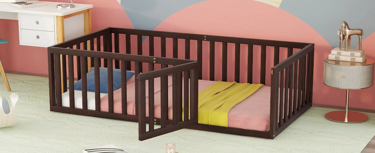 Wood Floor Bed with Fence and Door P37932
