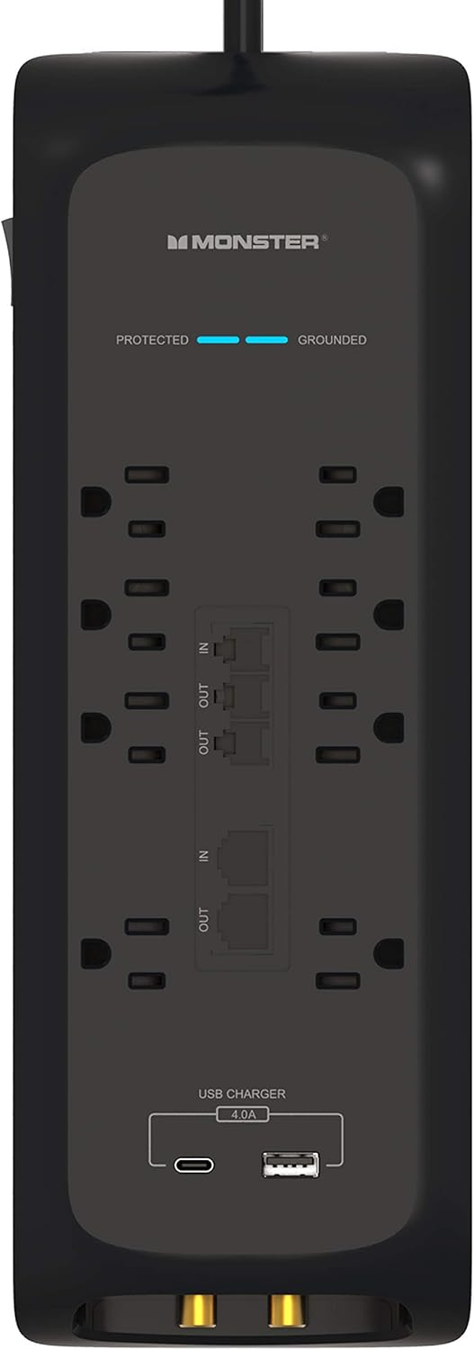 Power Strip Surge Protector with USB Ports, 8 Plug-ins and 2 USB, Pack of 2 V8292