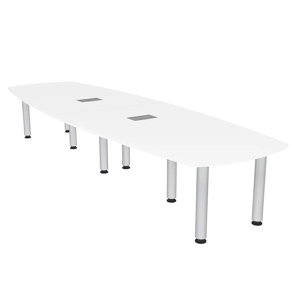 10 Person Arc Boat Conference Room Table with Power Modules Q985458