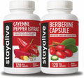 Cayenne and Berberine Bundle with Ceylon Cinnamon and Bitter Gourd Extract, 240 Vegan Pills E49064