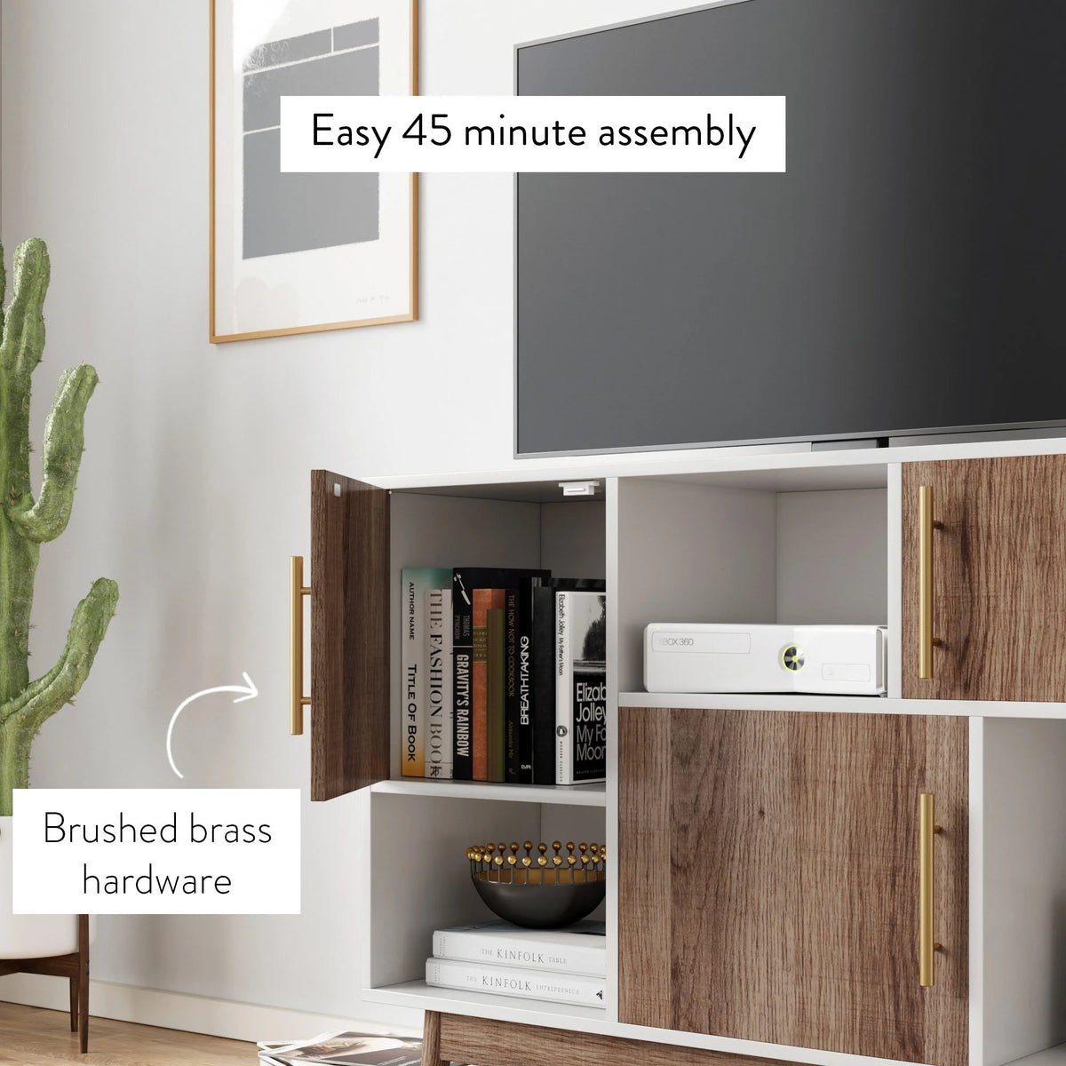 White Cube Storage with Display Shelves and Cabinet Doors N1505
