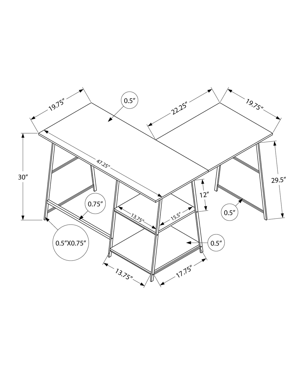 L Shape Brown Laminate Computer Desk V816944