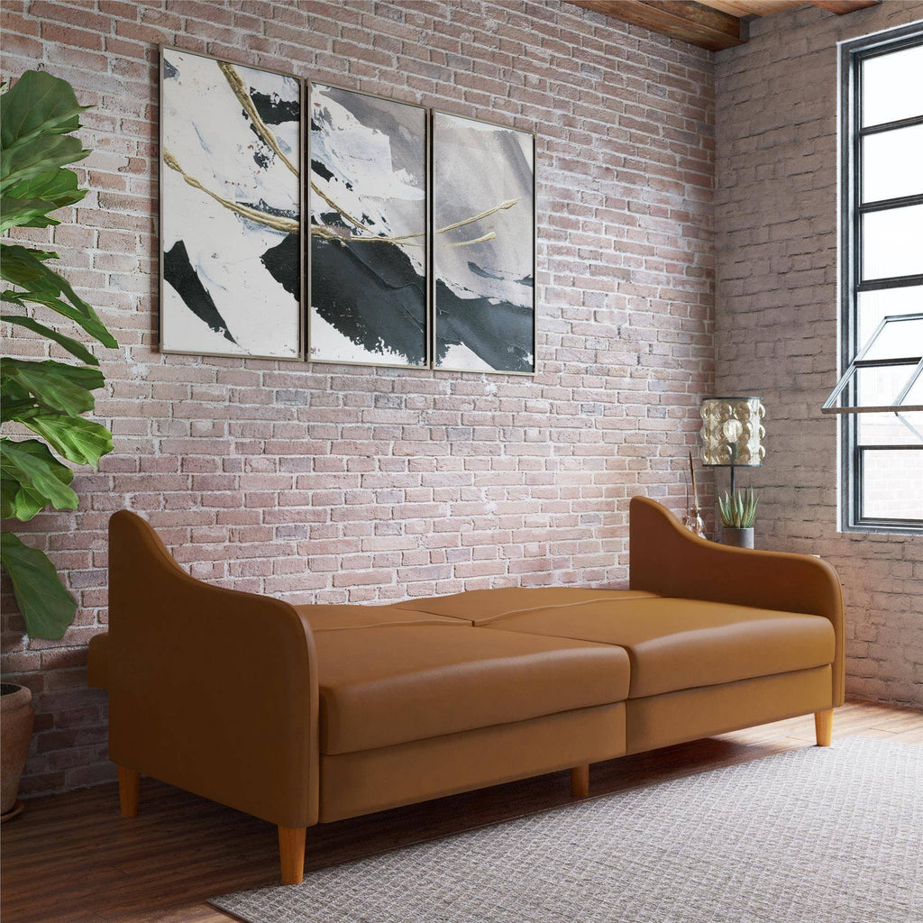 Camel Faux Leather Futon Z8401