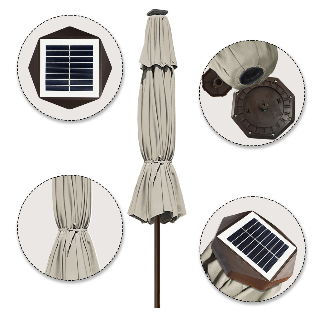 9ft Market Umbrella with 80 LED Lights and Ventilation S559765