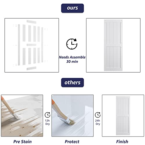 32in x 84in White MDF Sliding Barn Door with Hardware Kit Y482