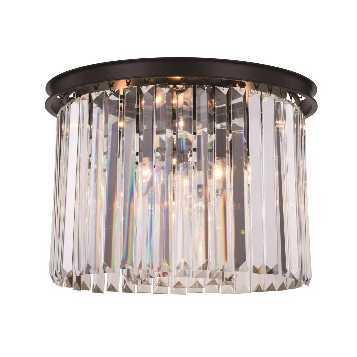 6 Light Matte Black Flush Mount Crystal Q924