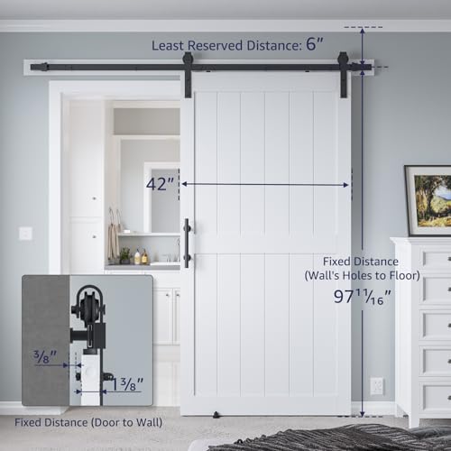 32in x 84in White MDF Sliding Barn Door with Hardware Kit Y482