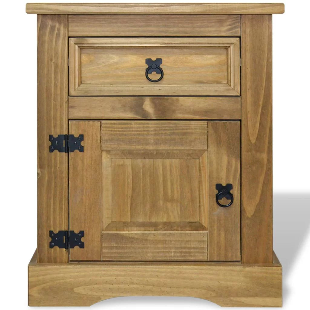 Rustic Wood Nightstand with Storage Drawer and Cabinet R2292