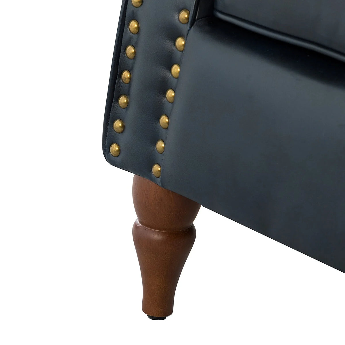 Navy Upholstered Accent Armchair with Nailhead Trim T579