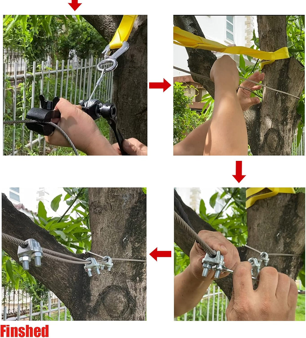 Zipline Tensioning Kit with Mini Ratchet, Cable Grip, Tree Sling, Pack of 2 L31765
