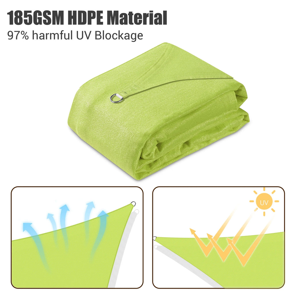 Apple Green 12x12Ft 97% UV Block Square Sun Shade Sail V2661