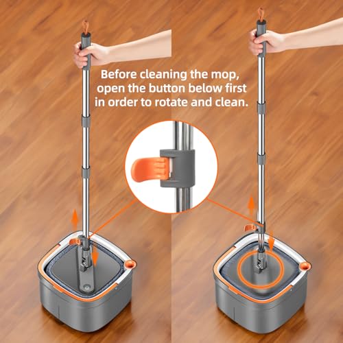 Spin Mop and Bucket Set with 2 Microfiber Mop Pads D206063