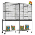 Large Double Flight Bird Breeder Cage with Center Divider and Rolling Stand Q612