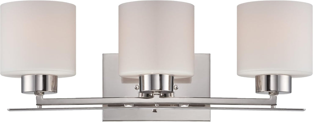 Two Light Vanity with Etched Opal Glass Polished Nickel Fixture T46815